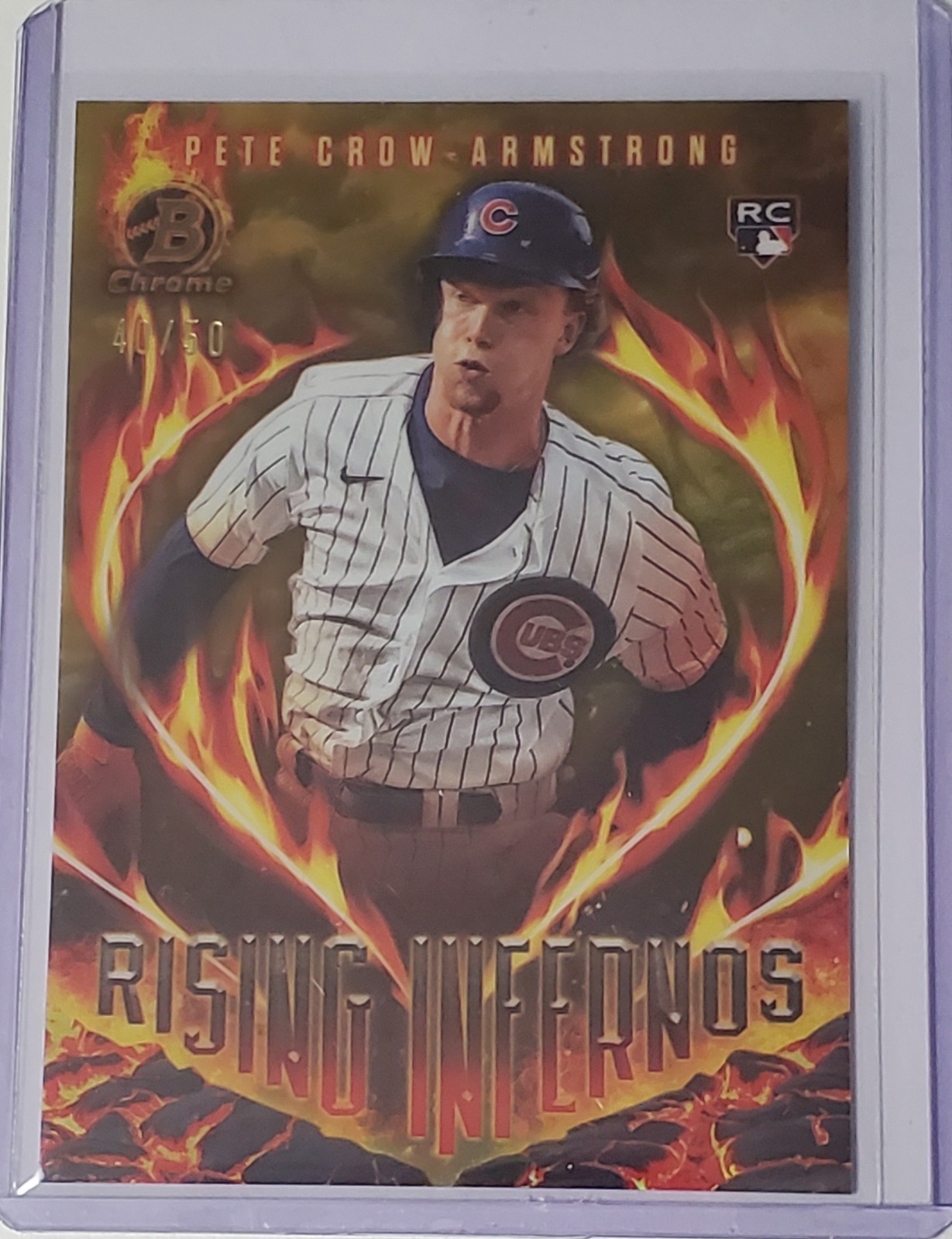 2024 Bowman - Rising Infernos Pete Crow-Armstrong #RI-4 Gold Refractor /50 (RC)