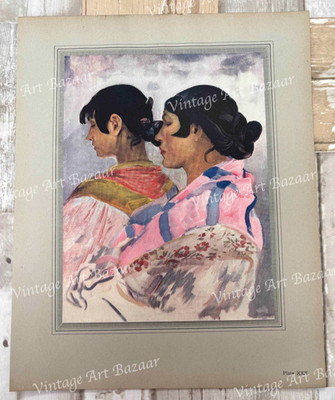 Augustus John The Two Gitanas Women Portrait 1917 antique art print plate