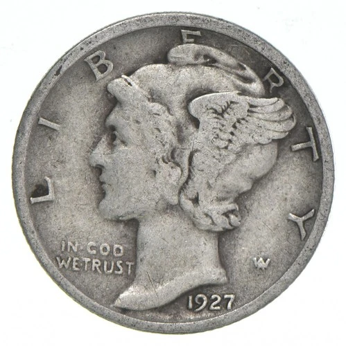 VG+ 1927 Mercury 90% Silver Dime *9509