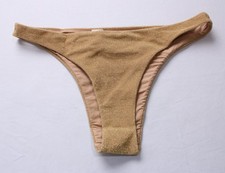 Aerie Women's Textured Cheeky Low Rise Bikini Bottom LB3 Gold Sparkle Medium
