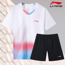 Li Ning Men's Table Tennis Badminton T-shirt and Shorts Suit Sports Set 25-08186