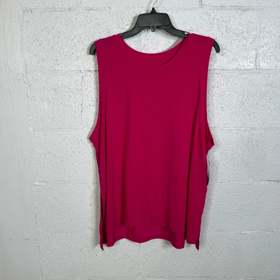 Camiseta sin mangas ID Ideology para mujer fluida abertura lateral tejida fruta del dragón rosa XXL Foto 2 de 4