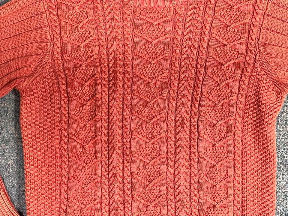 Suéter Tejido con Cable Nick Danger De Colección Para Hombres Pequeño Naranja Manga Larga Crew Grueso Foto 3 de 4