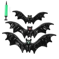 3pcs Halloween Bat Balloons, 8-16 Inch Inflatable Bats Hanging Ornaments with
