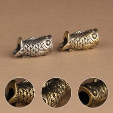 Brass Fish Knife Lanyard Bead Paracord Pendant EDC Beads White Copper DIY Gifts