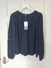 Joules Liliana Top Blouse Size 10 Navy Long S...