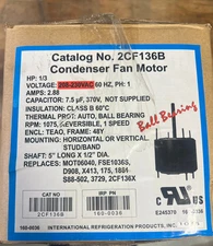 2CF136B condenser Fan Motor 1/3 HP, 208-230 VAC 60HZ 1PH 5" Shaft, 1/2" diam