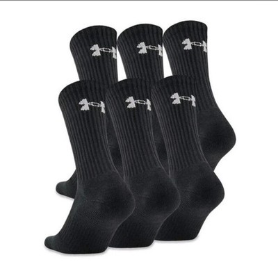 Under Armour Performance Tech Unisex Black Crew Socks Men 7-8.5 Womens 6-10 NWT