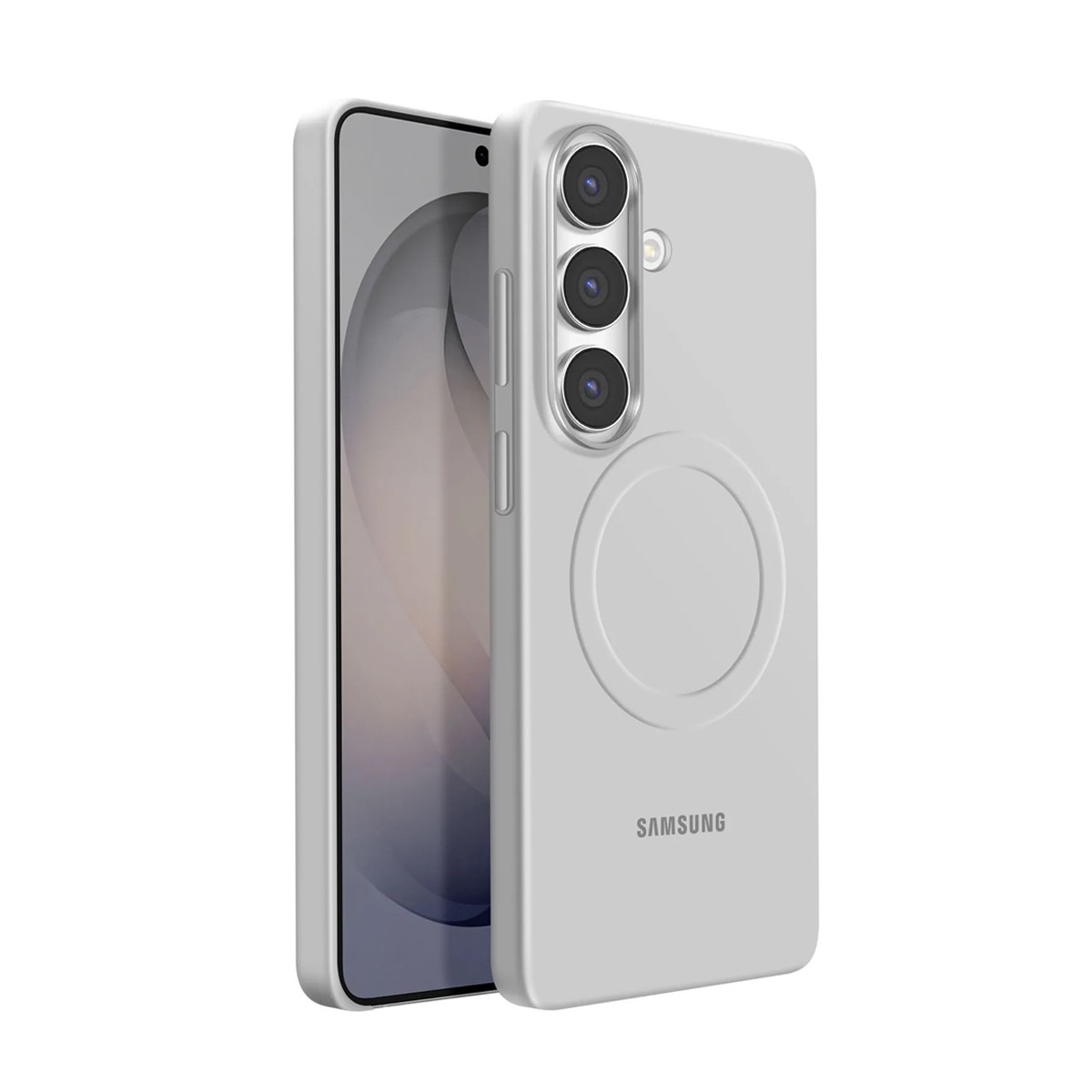 Samsung Coque pour Galaxy S26 en silicone gris avec amortisseur de choc renforcé