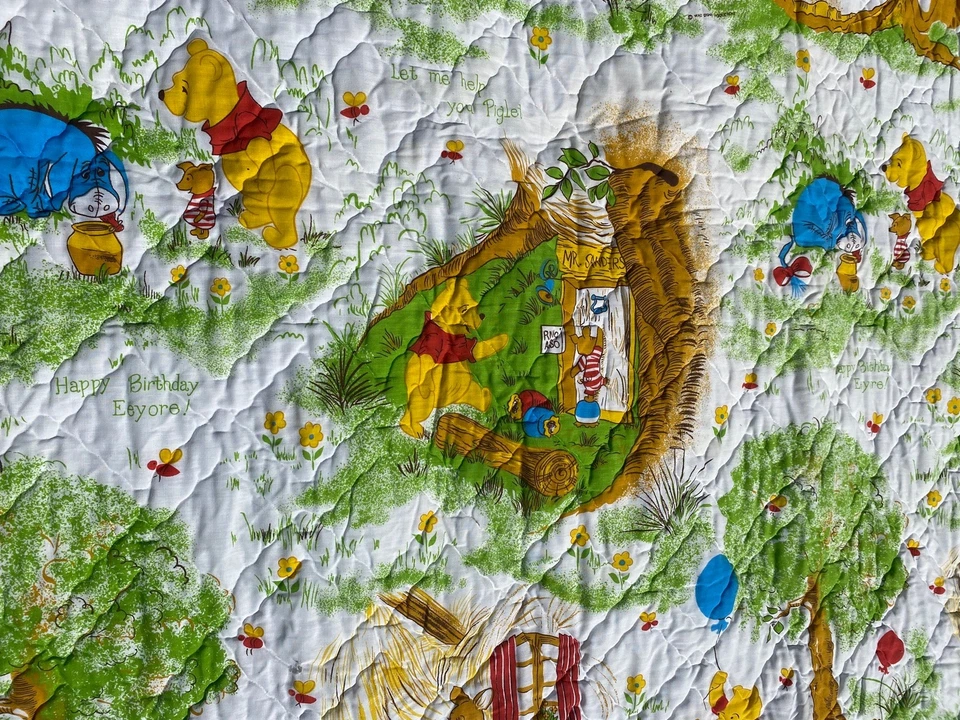 Vintage Winnie the Pooh Blanket Acrylic Trim Nursery bedding - Image 2 of 4