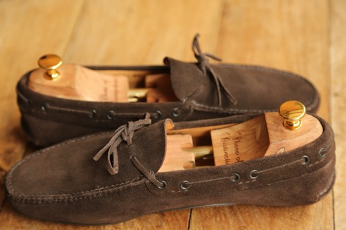Scarpe mocassini da guida Prada in camoscio marrone scarpe da uomo UK 8,5 US 9,5 EU 42,5 - Foto 8 di 11