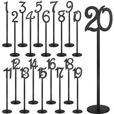 20 PCS Table Numbers Wooden Wedding With Holder Base 1-20 Black Sign