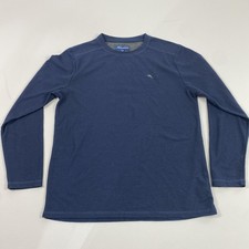 Tommy Bahama Shirt Mens Medium Blue Waffle Knit Thermal Long Sleeve Crewneck