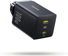 Baseus 100W USB C Charger Plug, 3-Port, 2 USB C, 1 USB A, Compact PPS Wall Charg