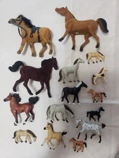 Vtg Lot of 15 Plastic Horses Pony Ponies Appaloosa Breyer JARU Safari Horse 