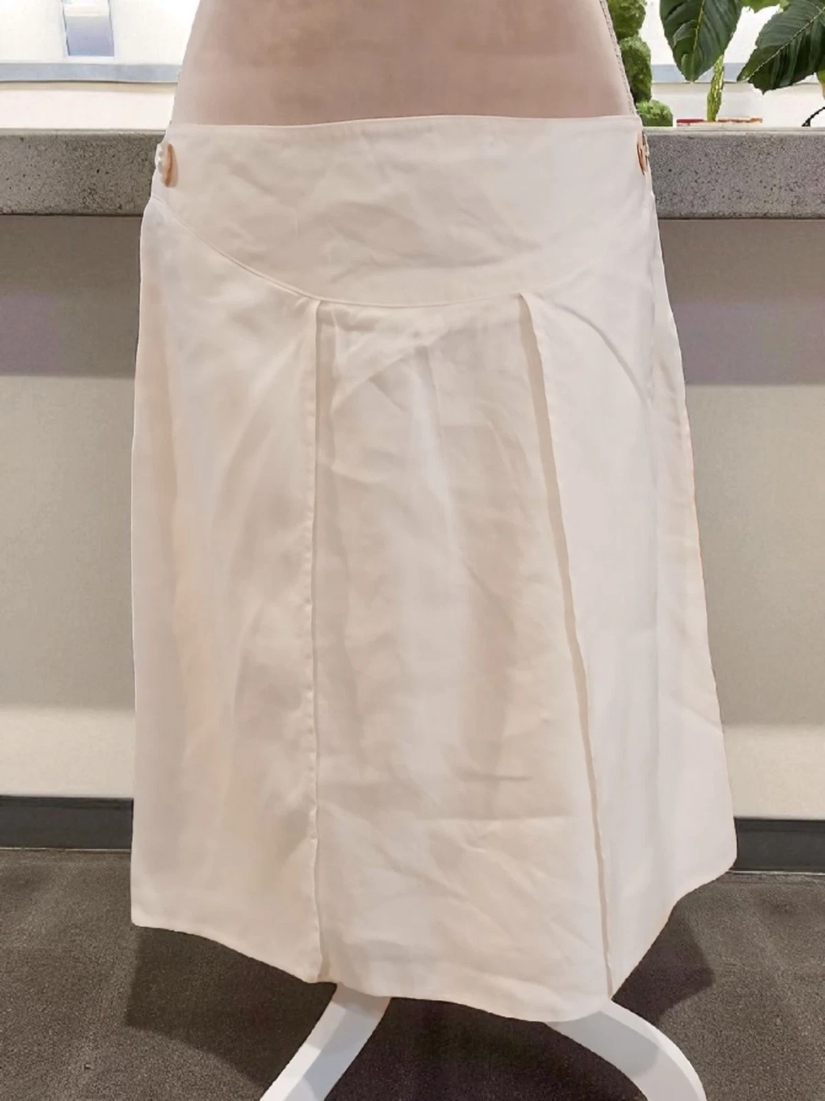 Emporio Armani White Linen Blend Womans Midi Skirt Size 12 Clean Girl