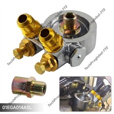 Aluminum AN10 Oil Filter Cooler Sandwich Plate Adapter Thermostat w/80 Deg 176 F