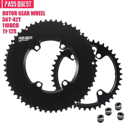 PASS QUEST 110 BCD Double Chainring for ROTOR VEGAST ALDHU Road Bike Crown - Picture 22 of 23