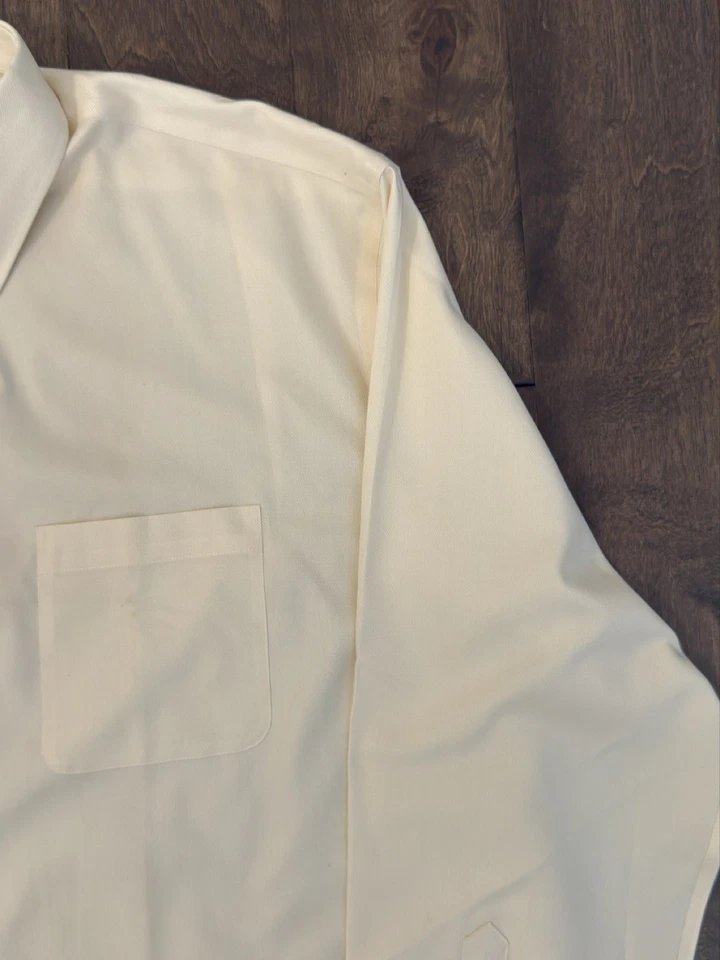 Pronto Uomo Men’s Button Up Dress Shirt Size 19 36/37 Tall Cream White Long Slv - Image 4 of 4