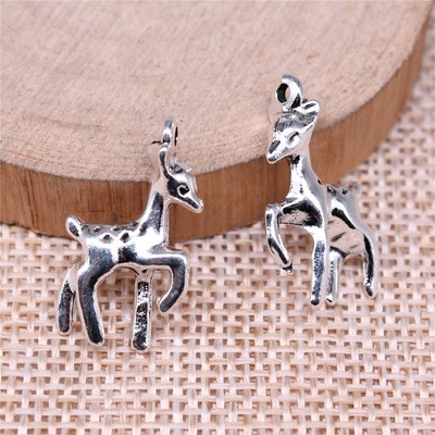 10/25PCS Antique Silver Tone 3D Fawn Charm Pendant Baby Deer Animal Charm GGS217