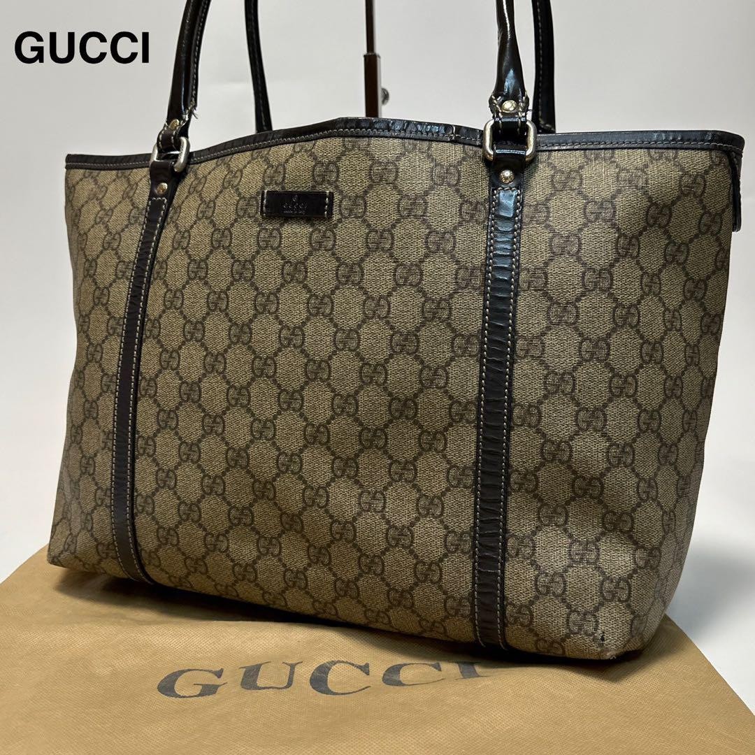 Gucci GG Supreme Leather PVC Tote Bag Shoulder Carry Q32