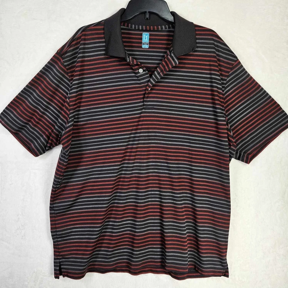 PGA TOUR Short Sleeve Golf Polo Shirt Mens XXL Short Sleeve Striped - Image 2 of 4