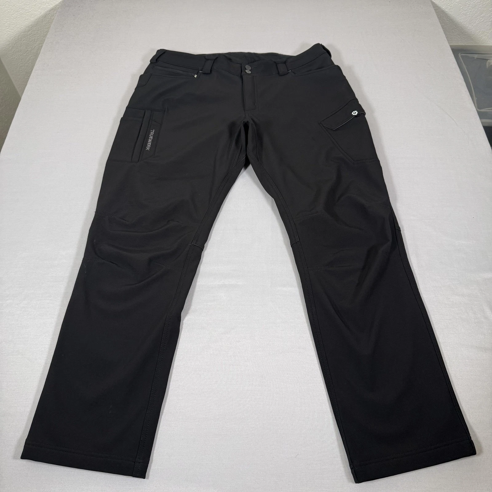 Truewerk Pants Mens 38x32 Black T3 Werkpant Cargo Fleece Lined Stretch Workwear