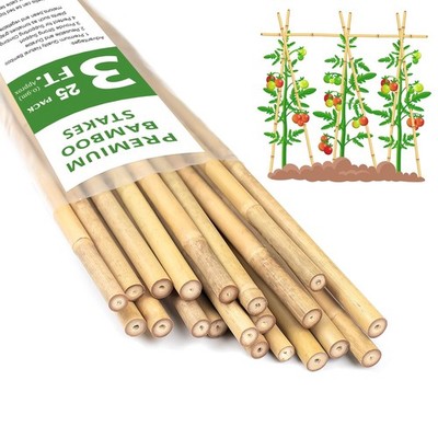 Plant Stakes 3FT, Natural Bamboo Stakes, HAINANSTRY 25Pcs Sturdy Bamboo Garden