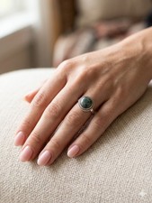 925 silver ring with a natural jade stone.