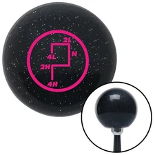 Pink Transfer Case #6 Black Metal Flake Shift Knob w/ M16x1.5 Insert Shifter