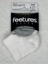 Feetures Elite Pair Of Men’s Large Max Cushion Low Cut White Socks NWTs