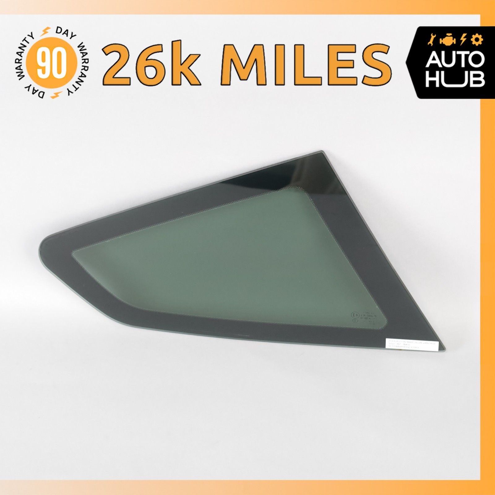06-17 Aston Martin V8 V12 Vantage Coupe Rear Right Side Quarter Window Glass OEM