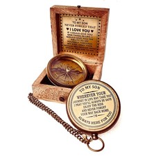 Gift for Son from Mom Dad Engraved Compass 2 - Father to Son Gifts, Mom to Son