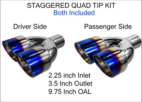 Dual Tip Single Stack For BMW FORD HONDA DUAL QUAD BLUE TIP STAGGERED CHROME TIP KIT | eBay