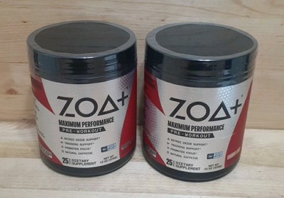 2CT: ZOA+ Zero Sugar PRE-WORKOUT Pwder CHERRY LIME NSF-CERTIFIED SPORT 13oz CAFF