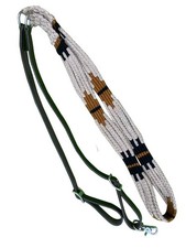 Showman Off-White, Black  Brown Corded  Leather Contest/Roping Reins
