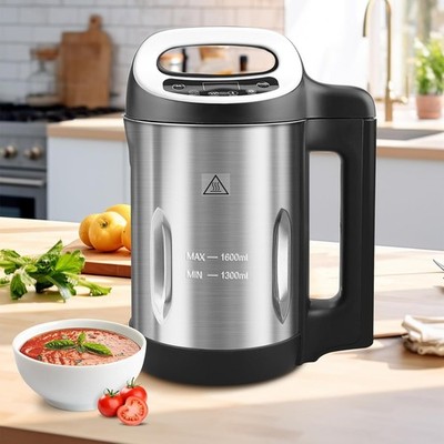 Homtone 1.6L Soup Maker Stainless Steel Blender with Smooth & Chunky Settings