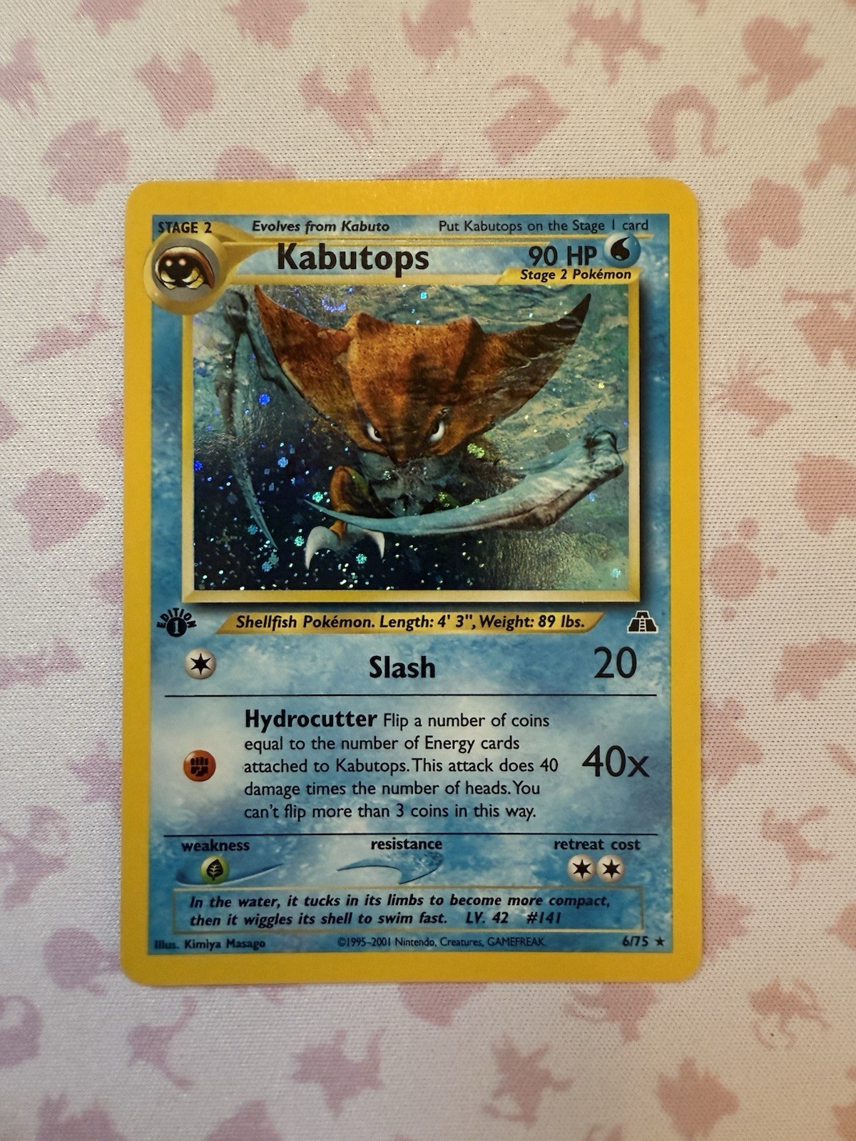 NM 1ST EDITION KABUTOPS - POKEMON NEO DISCOVERY HOLO #6/75 - SWIRL!