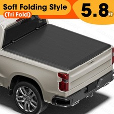 5.8ft Soft 3-fold Truck Tonneau Cover For 2007-2026 Chevy Silverado Sierra 1500