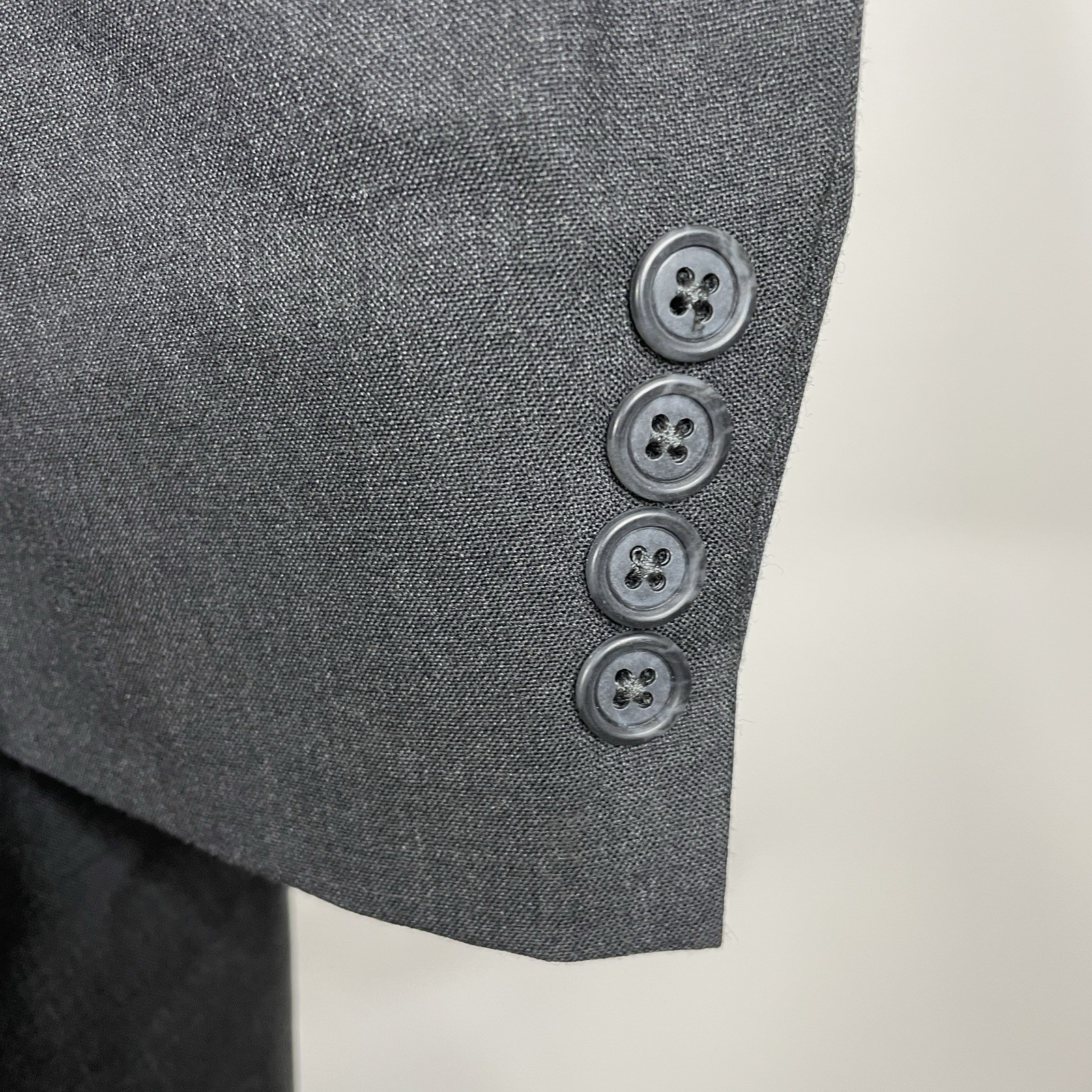 Stafford Blazer Jacket Mens 46R Dark Gray Solid Wool Two Buttons