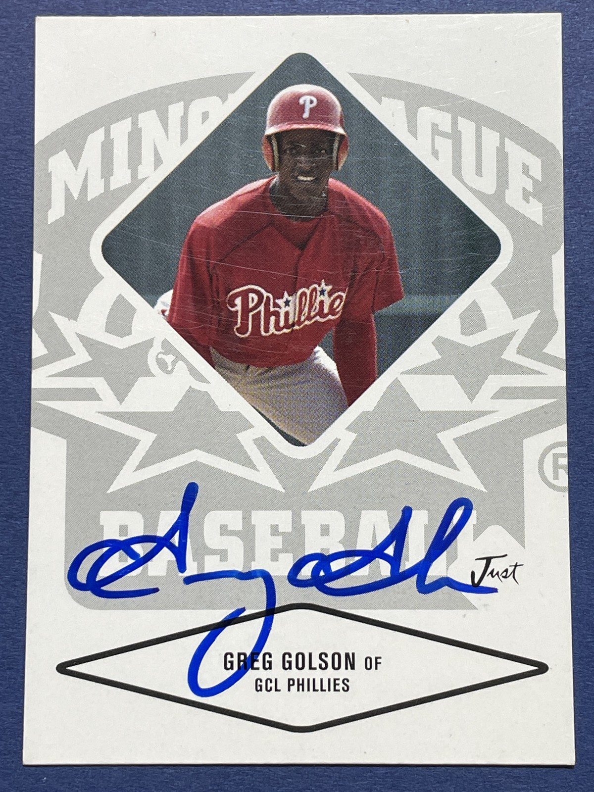 2004 Justifiable #26 Greg Golson IP TTM Autograph Signed Phillies
