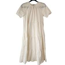 Madewell White Bubble-Sleeve Tiered Midi Dress Cottagecore Eyelet Women's XS
