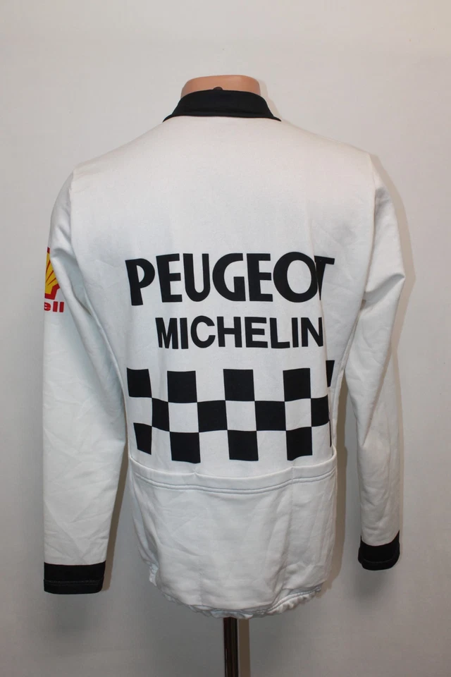 Santini Peugeot Shell Michelin SMS Vintage Cycling Jersey Size L Long 1984 1985 - Image 2 of 4