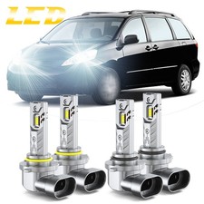 9005 9006 LED Headlights Kit Combo Bulbs 6500K High Low Beam Super White Bright
