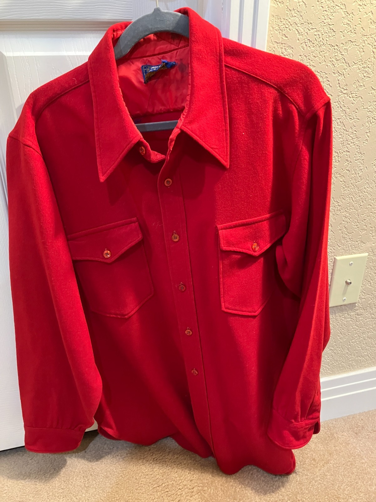 Vintage Pendleton Solid Red Shirt 100% Virgin Woo… - image 5