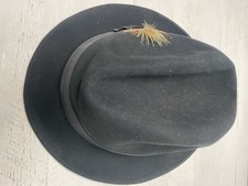 Dobbs Fifth Avenue Black Wool Felt Fedora Hat 7 5/8 61cm 2 7/8 Brim USA