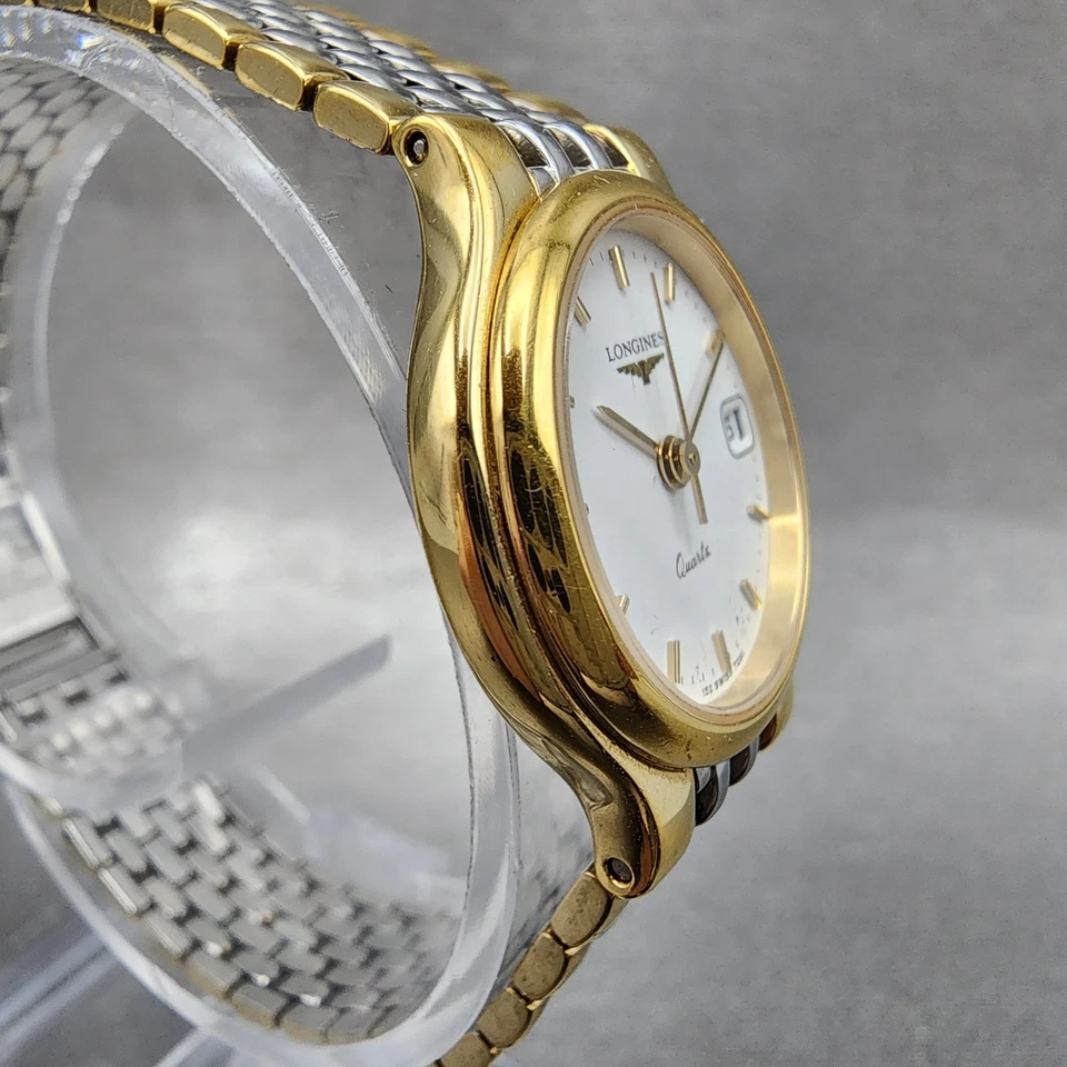 Longines Flagship Watch Women 24mm White Dial Two Tone Date Round 7291 New BattA - Image 4 of 4
