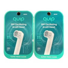 2x Quip 360 Oscillating Electric Brush Head, Soft Head Refill, 2 Pack-White