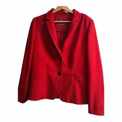 Gerry Weber Red Blazer UK 14 RRP £125 Soft Shoulder Pads Black Button Jacket