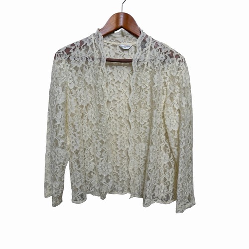 Laura Ashley Lace Shrug 10P Ivory Bridal Seed Pearls Scalloped Edge Formal EUC